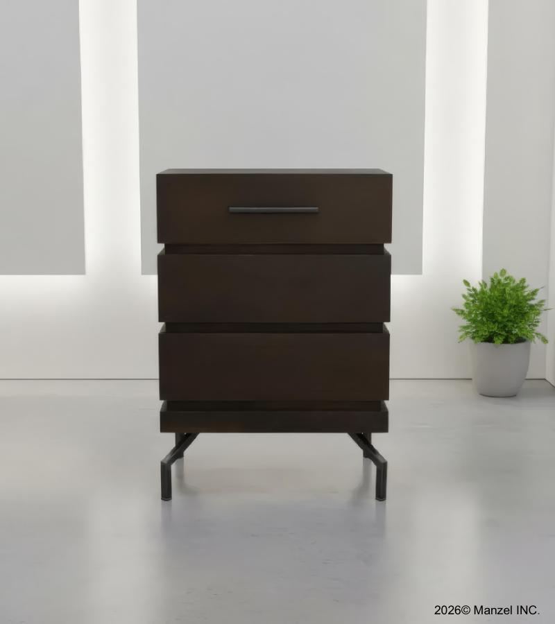 SOLID WOOD 3 DRAWER END TABLE / NIGHTSTAND