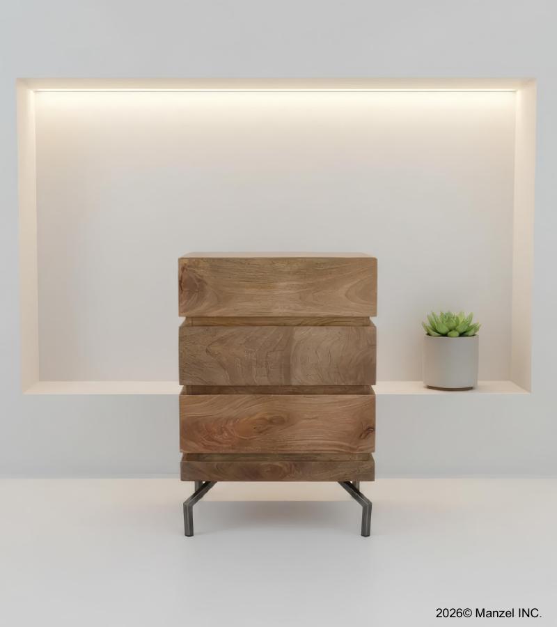 SOLID WOOD 3 DRAWER END TABLE / NIGHTSTAND
