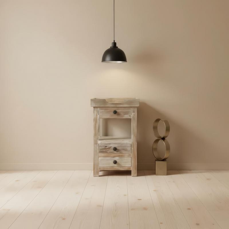 SOLID RECLAIMED TEAK WOOD 3 DRAWER END TABLE / NIGHT STAND
