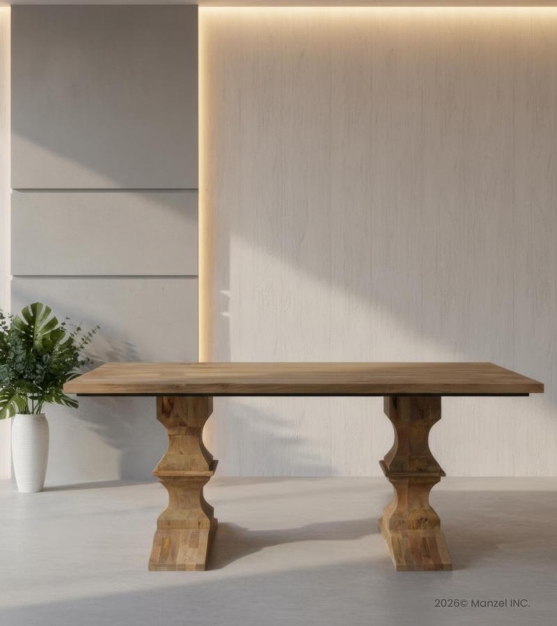 SOLID WOOD PEDESTAL DINING TABLE