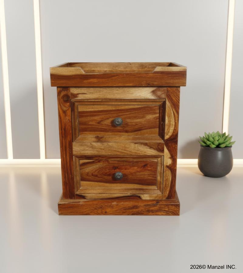 SOLID ROSEWOOD NIGHTSTAND END TABLE W/ TRAY TOP