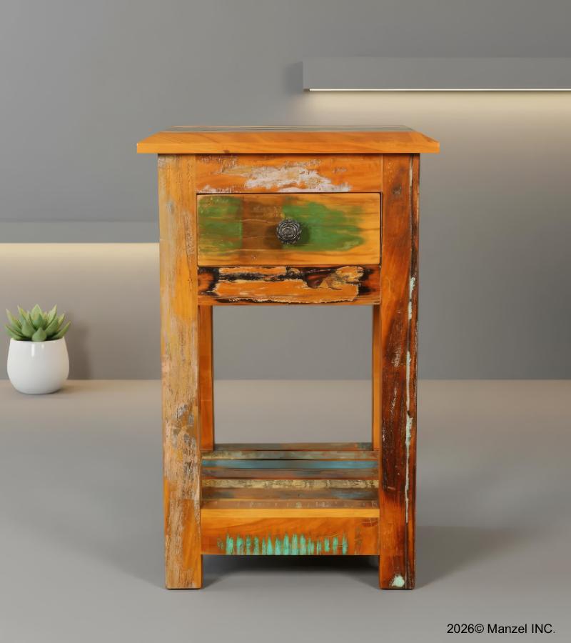 SOLID RECLAIMED TEAK WOOD END TABLE / NIGHT STAND