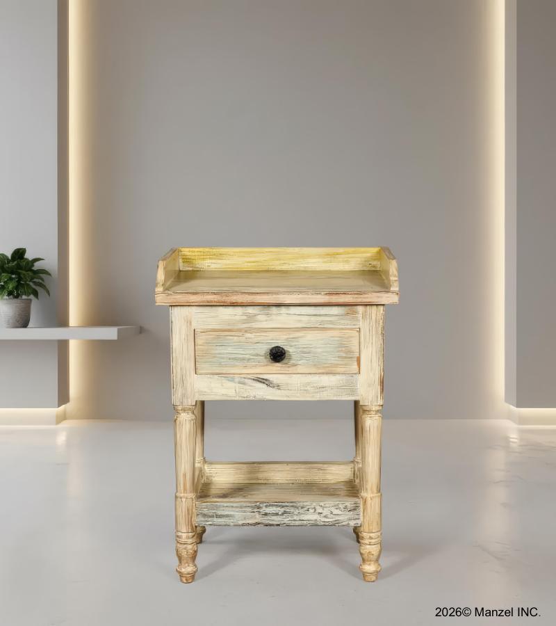 SOLID RECLAIMED TEAK WOOD END TABLE / NIGHT STAND