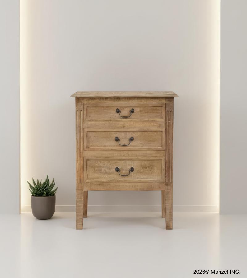 SOLID WOOD END TABLE / NIGHTSTAND 3 DRAWER