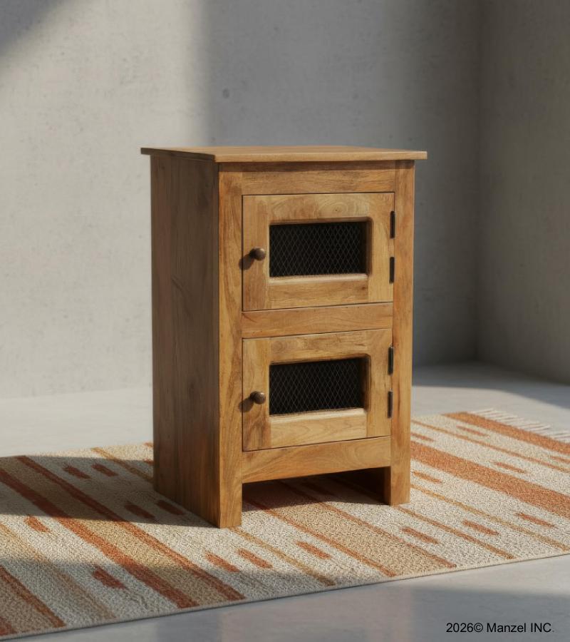 SOLID WOOD 2 DOOR END TABLE / NIGHTSTAND