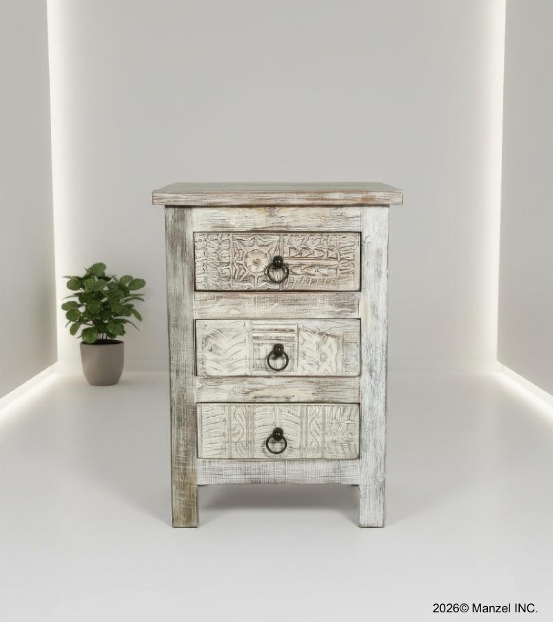 SOLID RECLAIMED TEAK WOOD END TABLE NIGHTSTAND