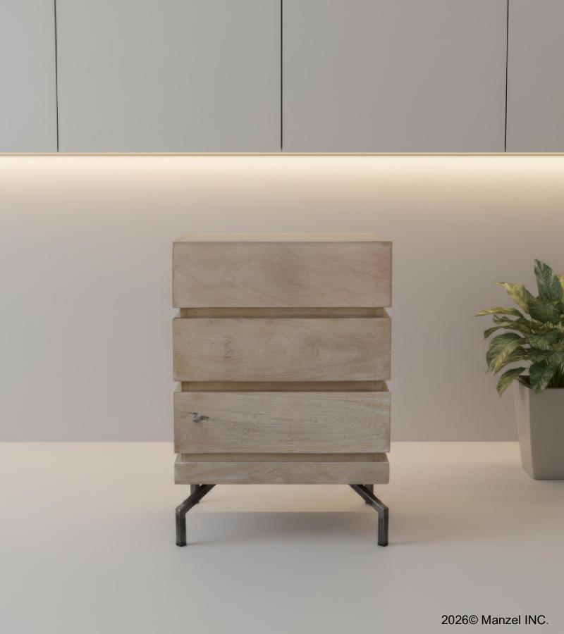 SOLID WOOD 3 DRAWER END TABLE / NIGHTSTAND