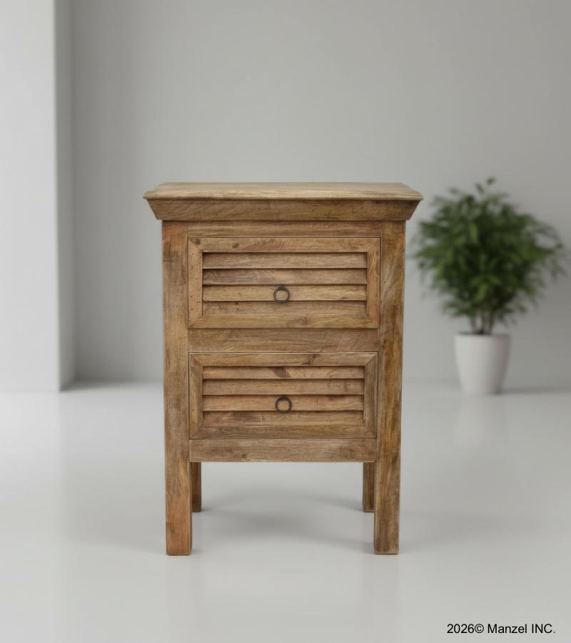 SOLID WOOD 2 DRAWER END TABLE / NIGHTSTAND