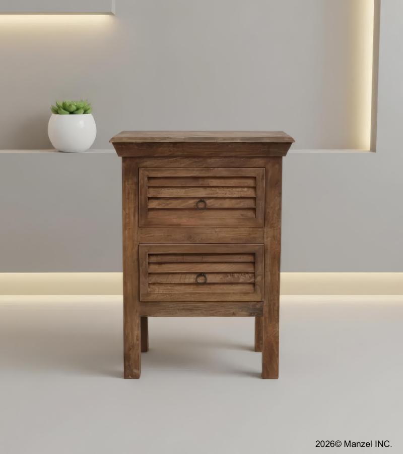 SOLID WOOD 2 DRAWER END TABLE / NIGHTSTAND