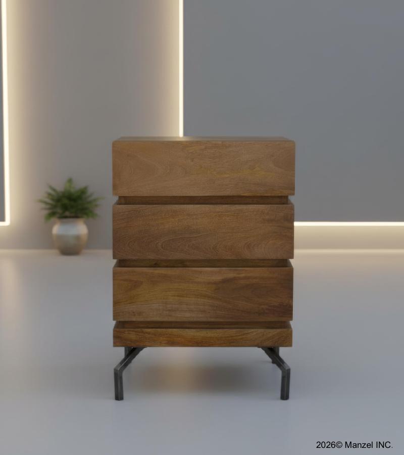 SOLID WOOD 3 DRAWER END TABLE / NIGHTSTAND
