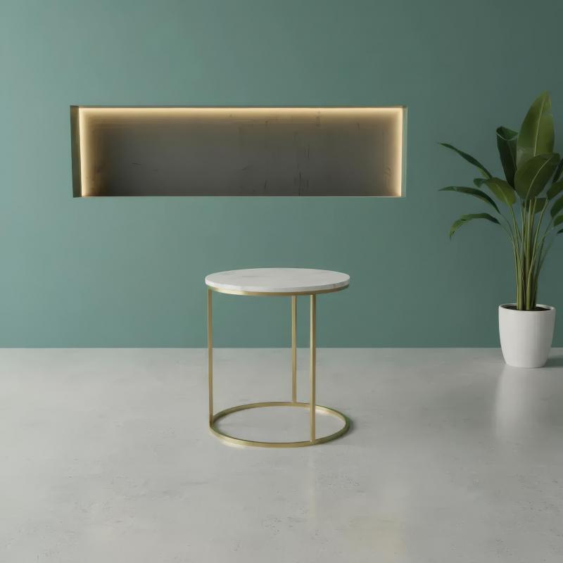 IRON & MARBLE END TABLE