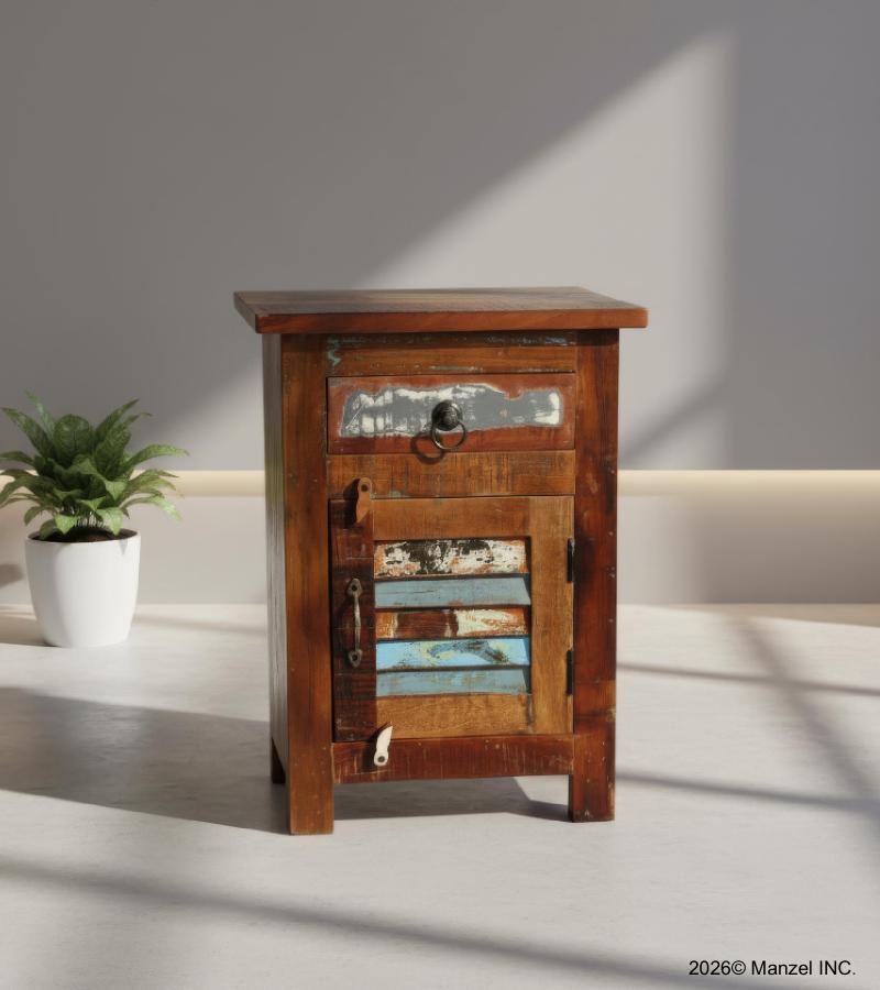 SOLID RECLAIMED TEAK WOOD END TABLE NIGHTSTAND