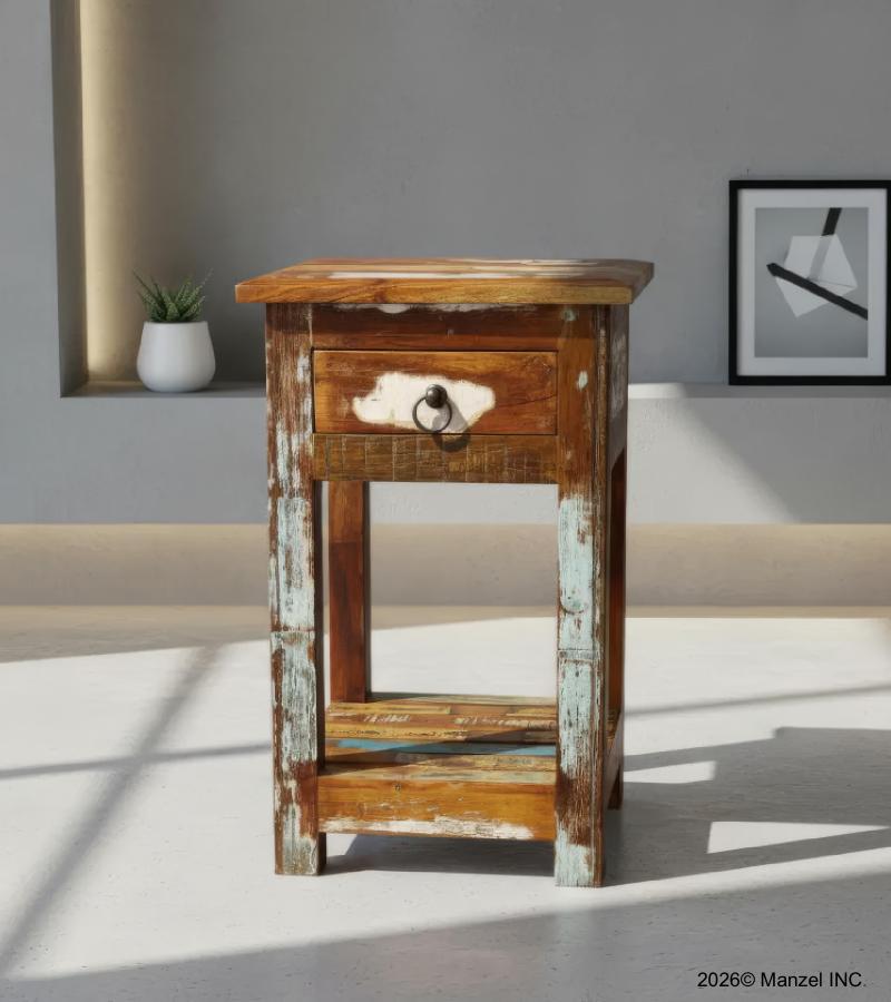SOLID RECLAIMED TEAK WOOD SIDETABLE END TABLE