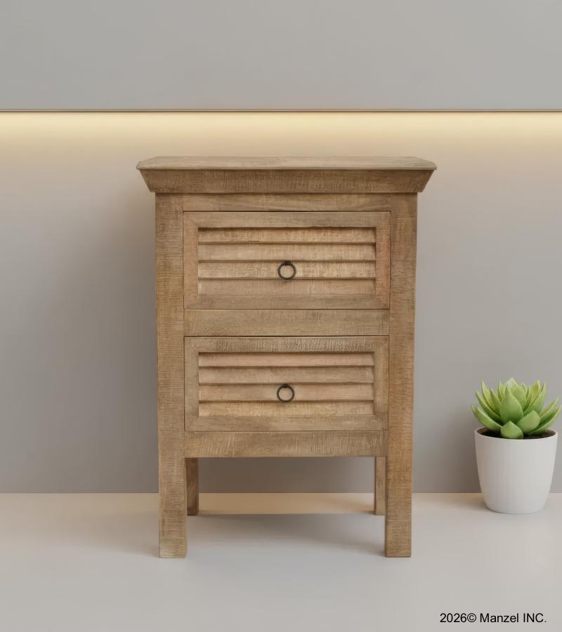 SOLID WOOD 2 DRAWER END TABLE / NIGHTSTAND