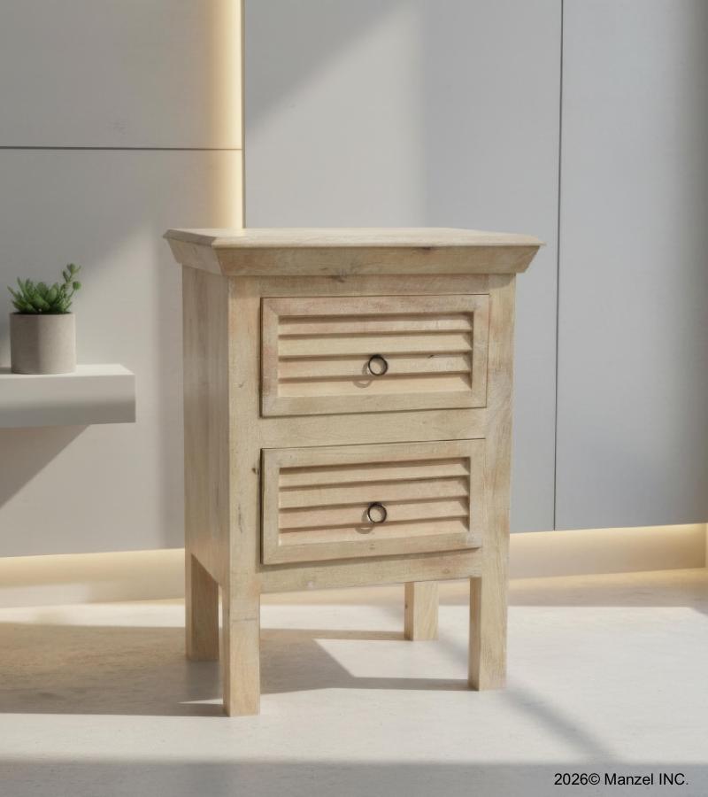 SOLID WOOD 2 DRAWER END TABLE / NIGHTSTAND