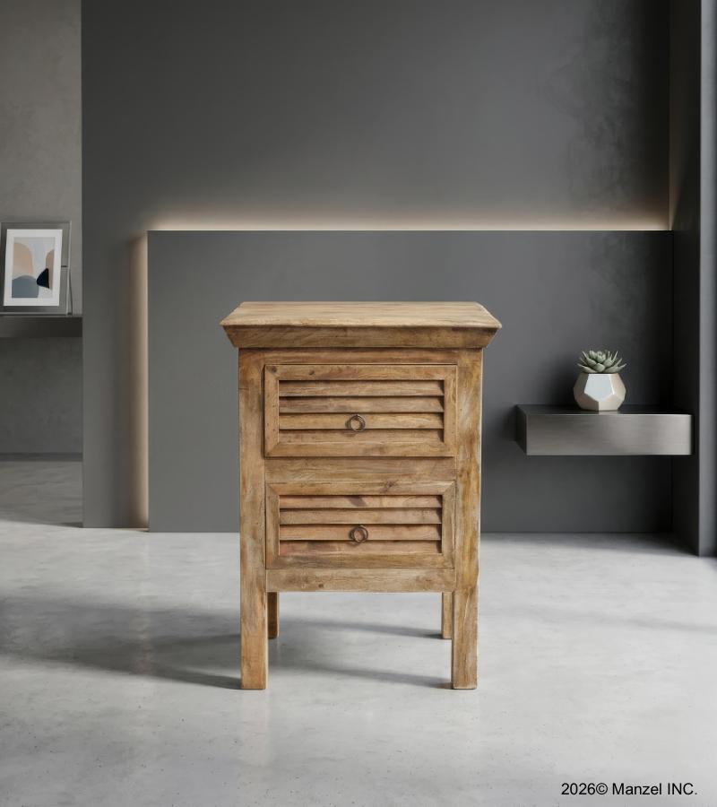 SOLID WOOD 2 DRAWER END TABLE / NIGHTSTAND