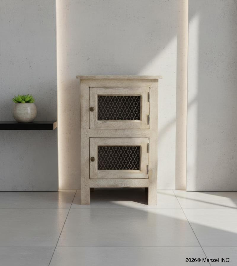 SOLID WOOD 2 DOOR END TABLE / NIGHTSTAND