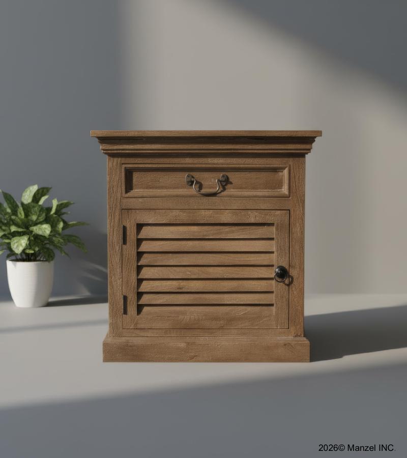 SOLID WOOD END TABLE / NIGHTSTAND W/ 1 DRAWER & 1 DOOR