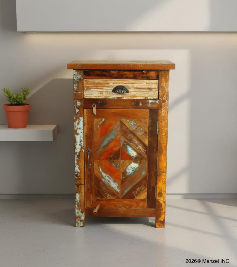 RECLAIMED WOOD 1 DRAWER END TABLE / NIGHTSTAND