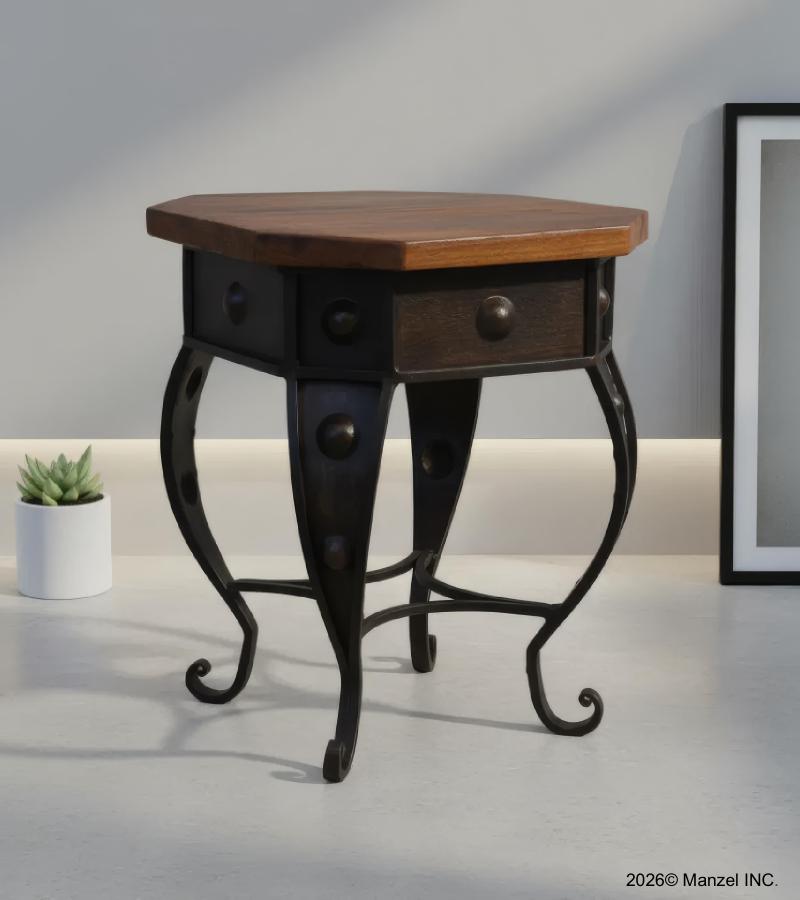 WOOD & IRON SIDE TABLE