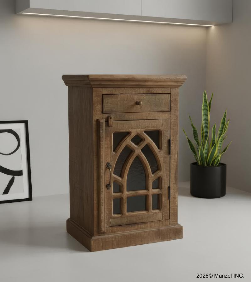SOLID WOOD & GLASS NIGHTSTAND END TABLE