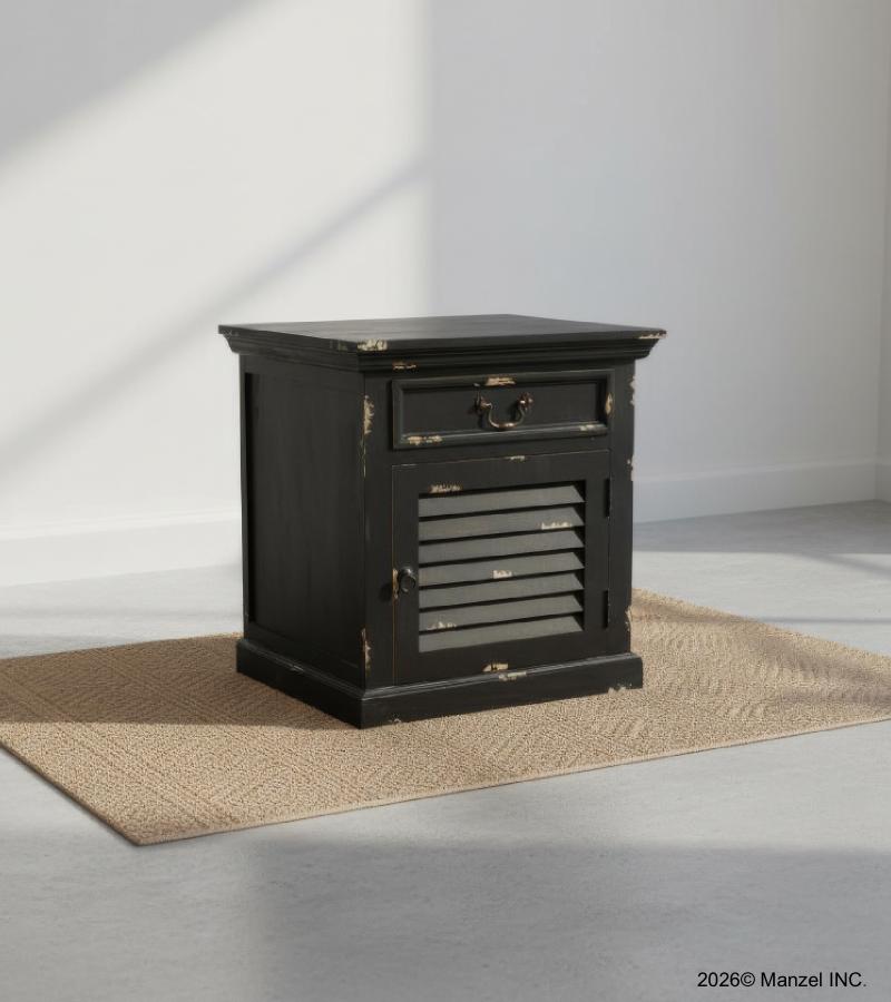 SOLID WOOD END TABLE / NIGHTSTAND W/ 1 DRAWER & 1 DOOR