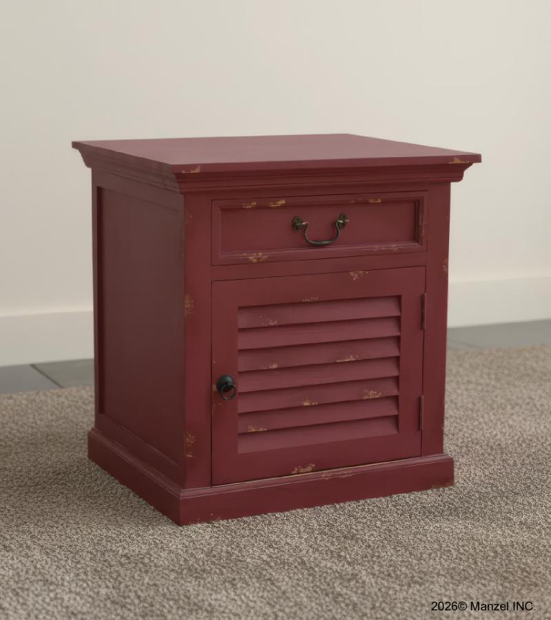 SOLID WOOD END TABLE / NIGHTSTAND W/ 1 DRAWER & 1 DOOR