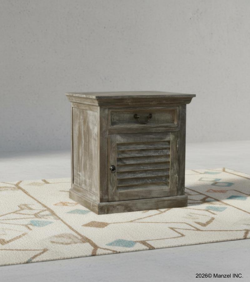 SOLID WOOD END TABLE / NIGHTSTAND W/ 1 DRAWER & 1 DOOR