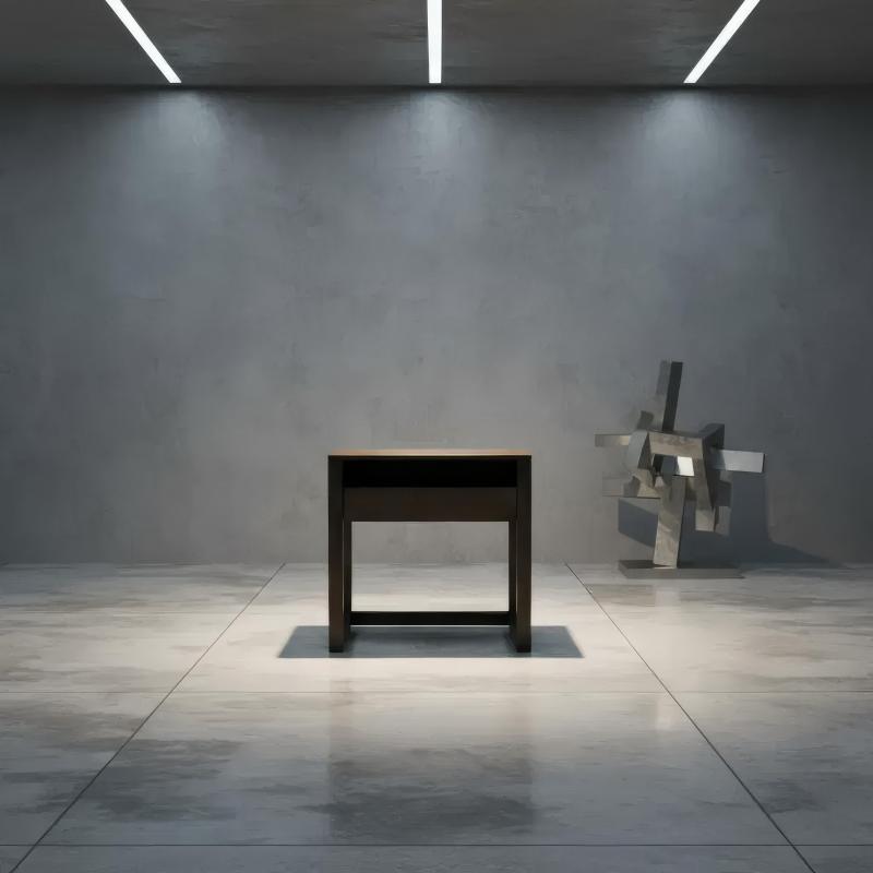 WOOD & IRON END TABLE