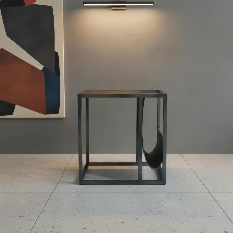 SOLID WOOD & IRON END TABLE