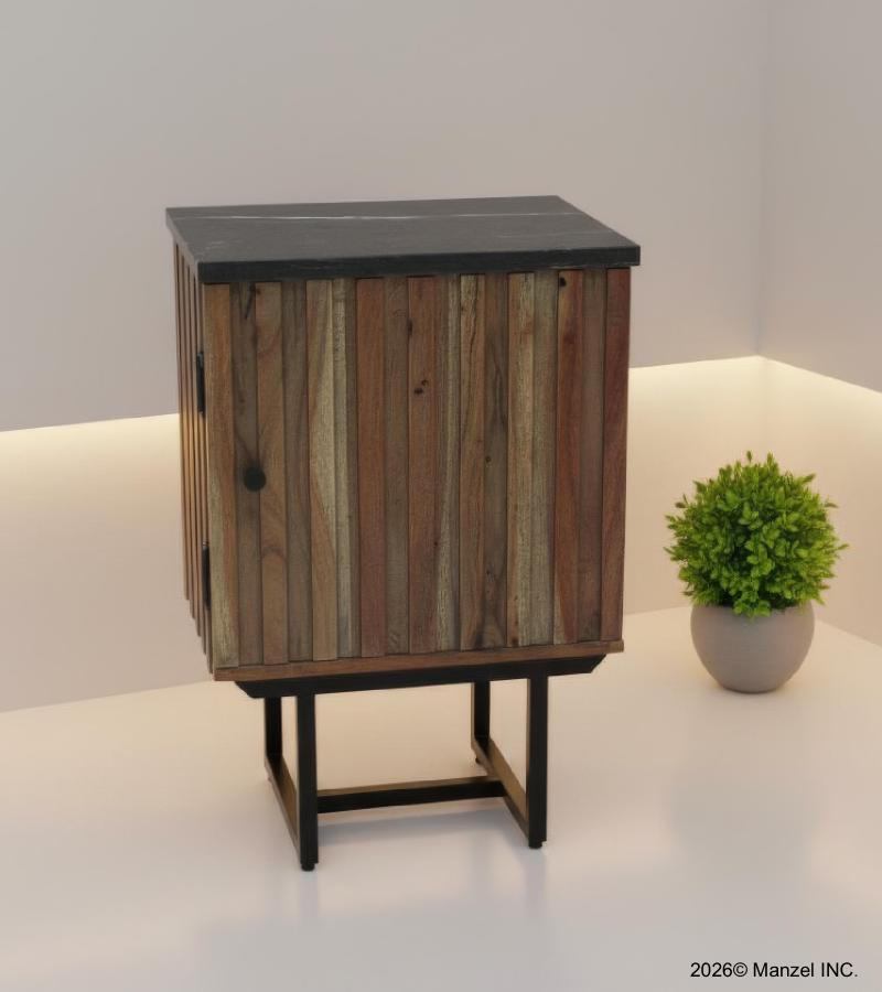 SOLID WOOD & IRON SIDE TABLE