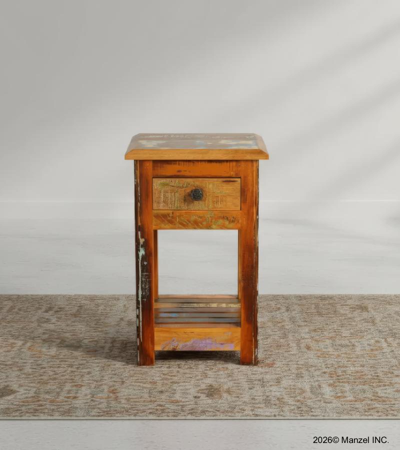 SOLID RECLAIMED TEAK WOOD END TABLE / NIGHT STAND