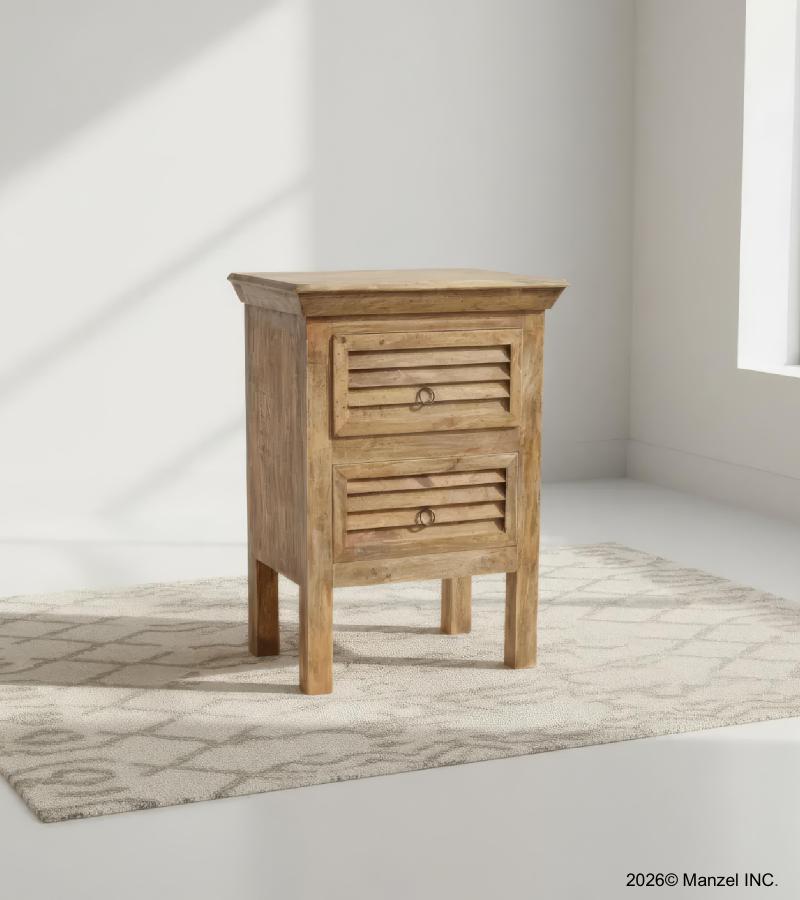 SOLID WOOD 2 DRAWER END TABLE / NIGHTSTAND
