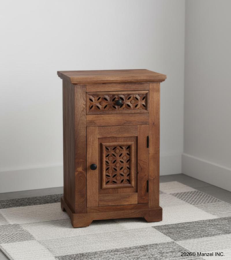 CARVED WOOD END TABLE / NIGHTSTAND