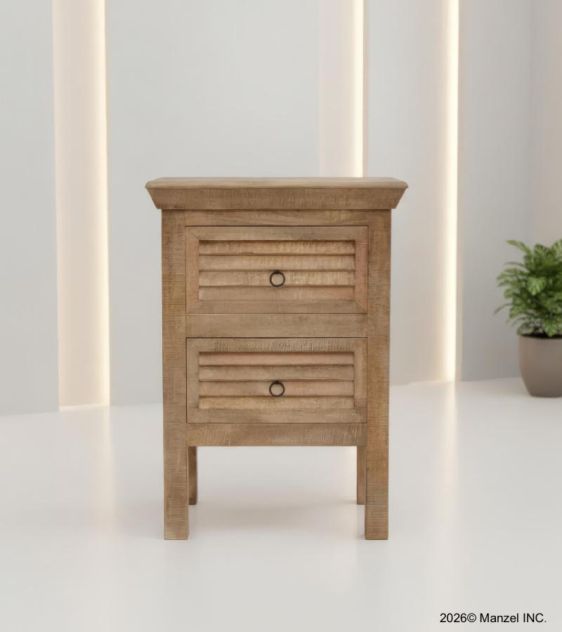 SOLID WOOD 2 DRAWER END TABLE / NIGHTSTAND