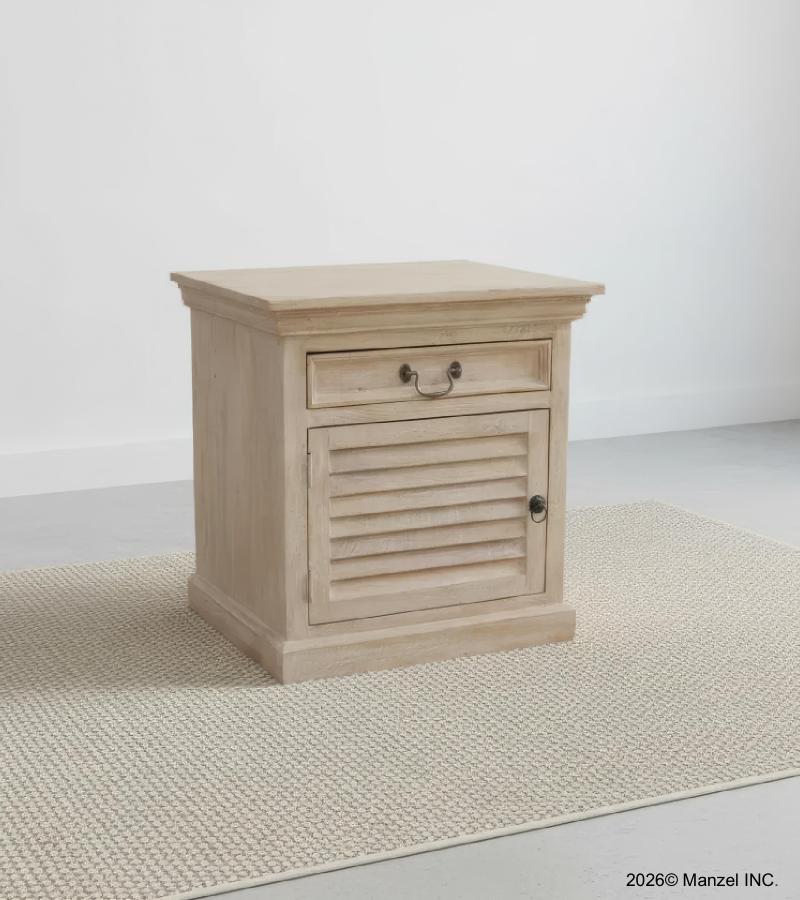 SOLID WOOD END TABLE / NIGHTSTAND W/ 1 DRAWER & 1 DOOR