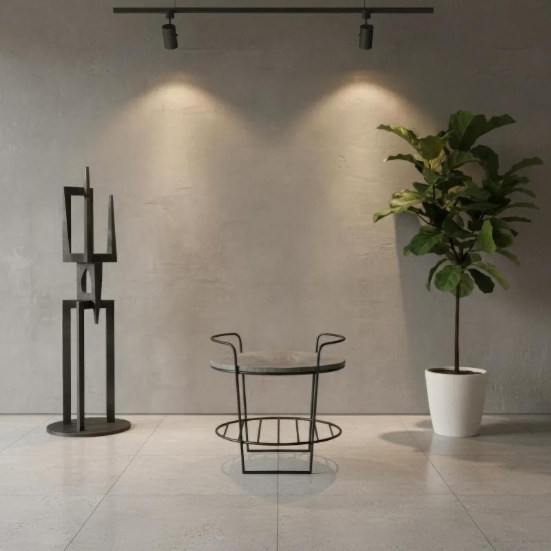 SOLID WOOD & IRON SIDE TABLE