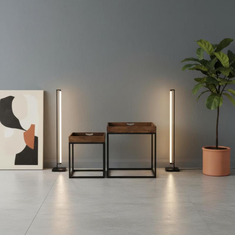 SET OF 2 WOOD & METAL SIDE TABLES