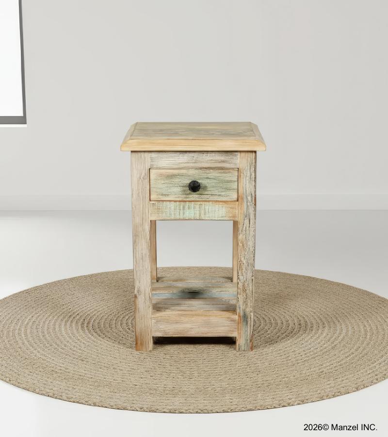 SOLID RECLAIMED TEAK WOOD END TABLE / NIGHT STAND