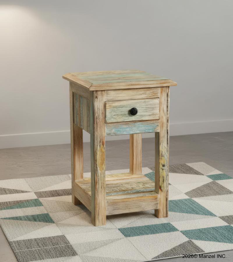 SOLID RECLAIMED TEAK WOOD END TABLE / NIGHT STAND