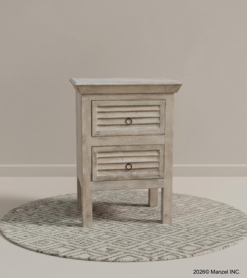 SOLID WOOD 2 DRAWER END TABLE / NIGHTSTAND