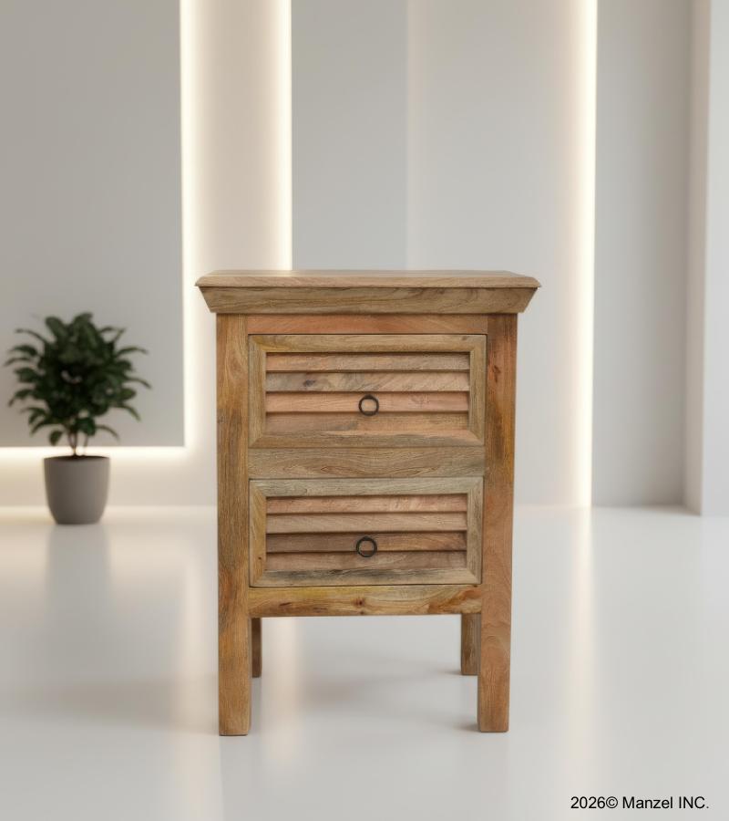 SOLID WOOD 2 DRAWER END TABLE / NIGHTSTAND