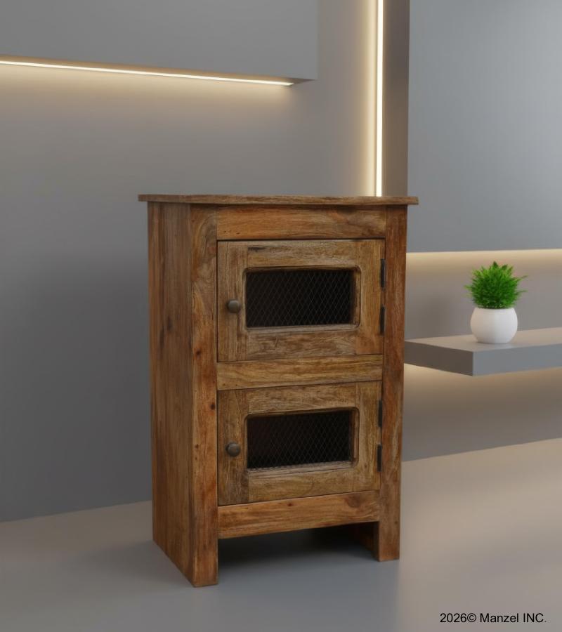 SOLID WOOD 2 DOOR END TABLE / NIGHTSTAND