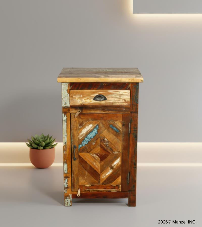 RECLAIMED WOOD 1 DRAWER END TABLE / NIGHTSTAND