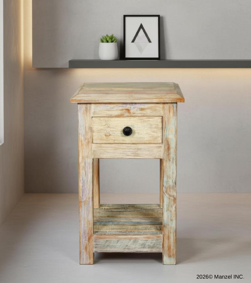 SOLID RECLAIMED TEAK WOOD END TABLE / NIGHT STAND