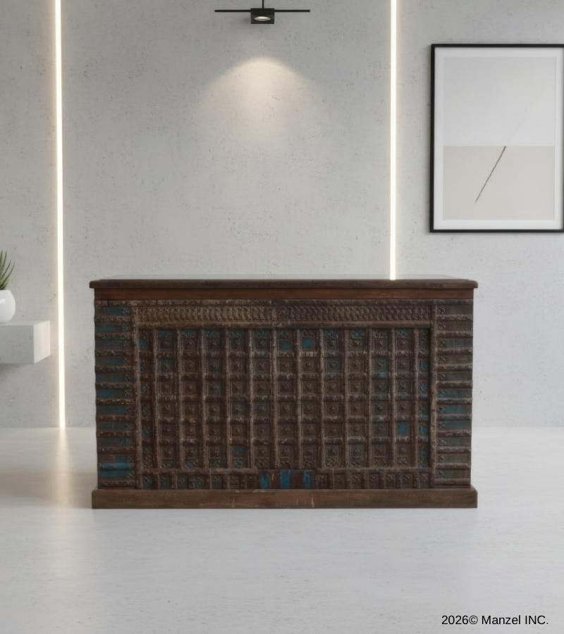 METAL & SOLID RECLAIMED WOOD W/ 1 DRAWER & 1 DOOR DESK