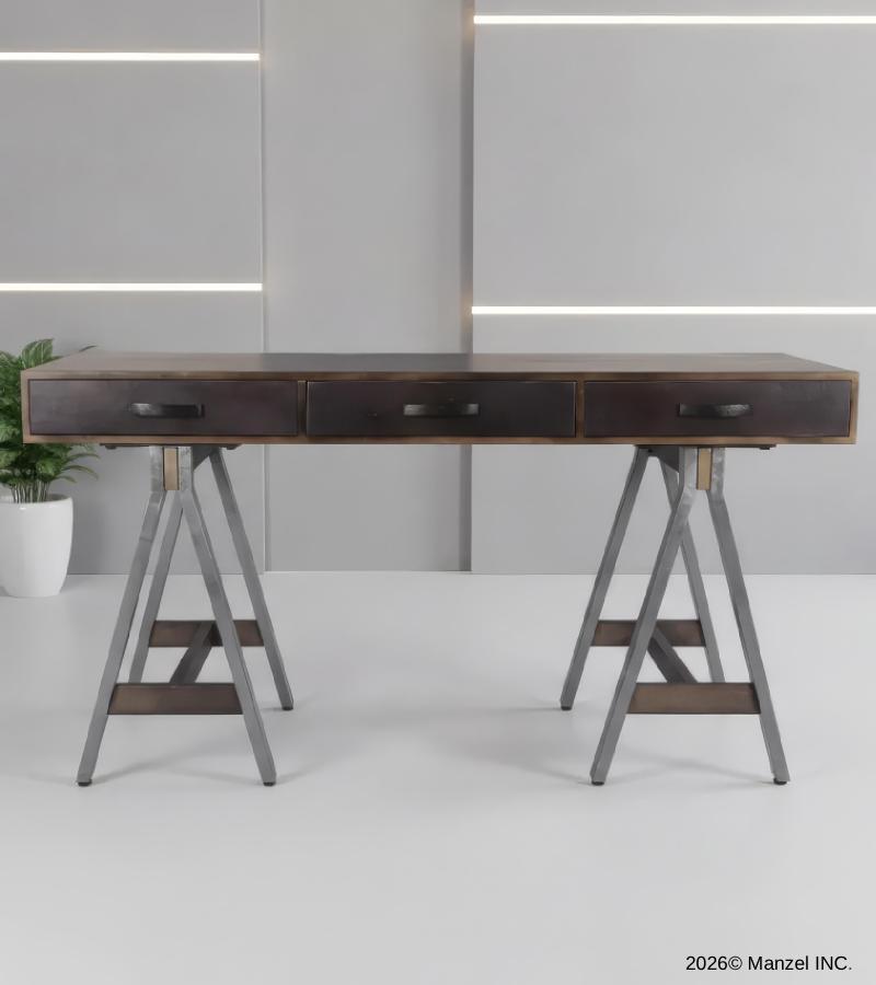 SOLID WOOD DESK W/ METAL LEGS