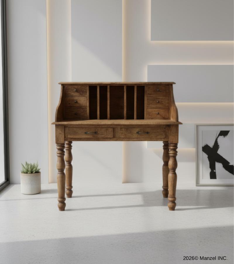 SOLID WOOD WRITING DESK TABLE W/ ATTACHED ORGANIZER