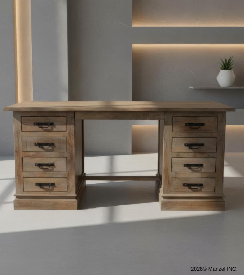SOLID WOOD DESK W/ 8 DRAWERS