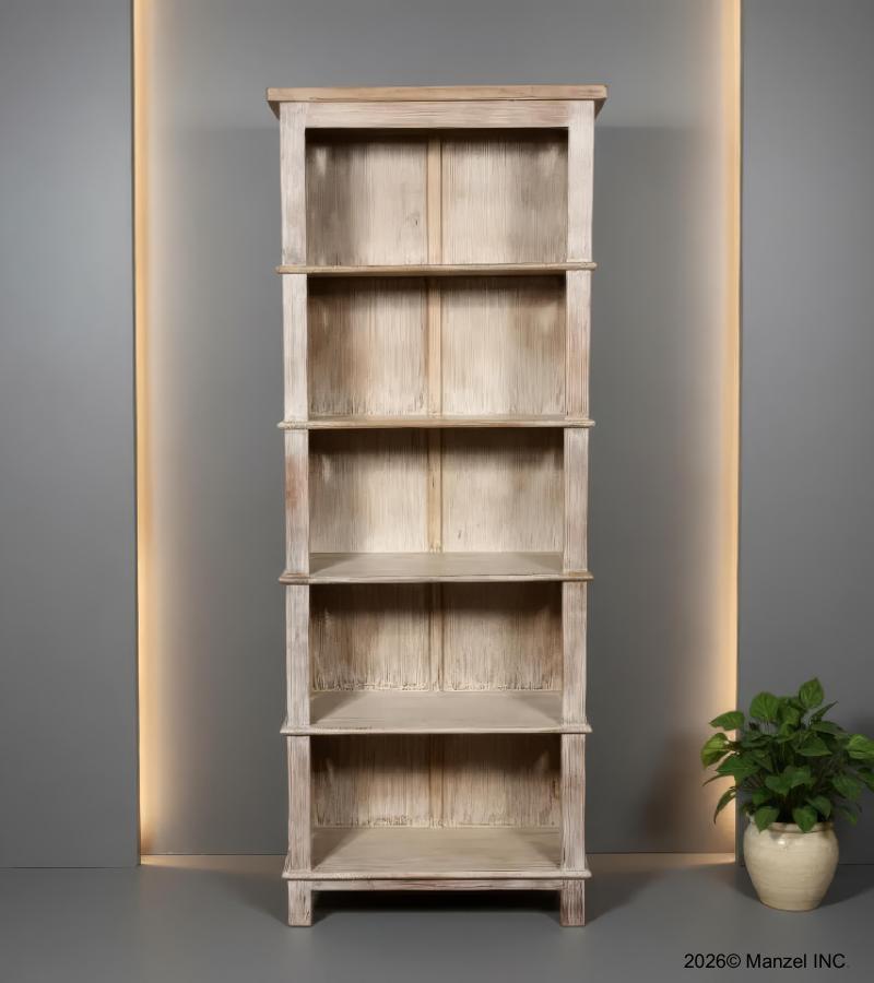 RECLAIMED TEAK 5 SHELF BOOKCASE DISPLAY CASE